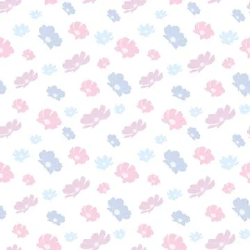 Garden cosmos flower repeat pattern, vector, spring design Stock Illustration