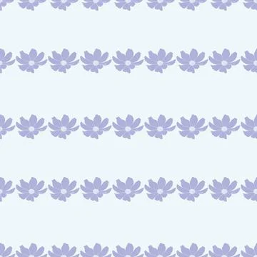 Garden cosmos flower repeat pattern, vector, blue design Stock Illustration