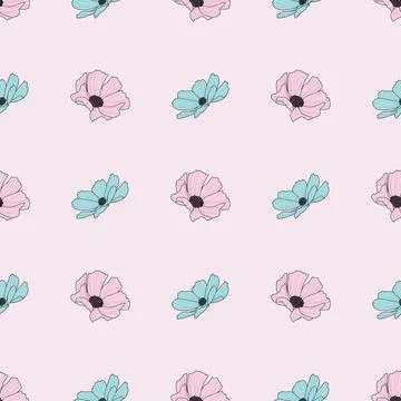 Garden cosmos flower repeat pattern, vector, colorful design Stock Illustration