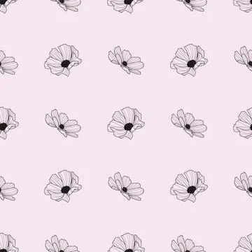 Garden cosmos flower repeat pattern, vector, pink design Stock Illustration