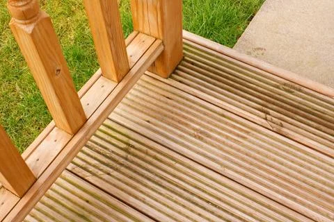 Garden decking corner Stock Photos