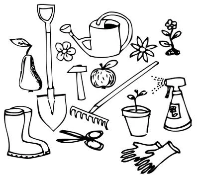 Garden doodle collection Stock Illustration
