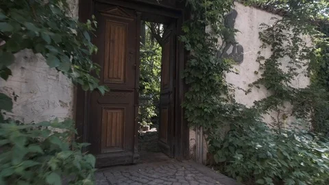 Garden Door Open To Secret Garden Stock Footage