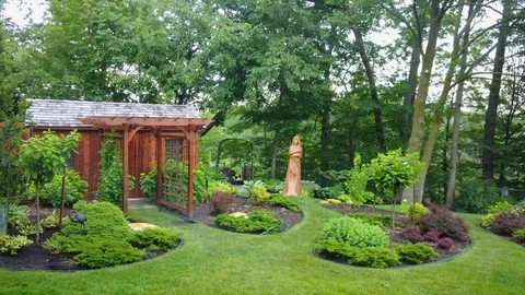 Garden from a Drone Stock Footage 95682917