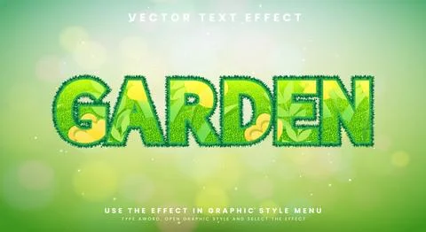 Garden editable text effect Template Stock Illustration