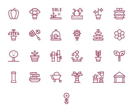 Garden Essential Vector Set including 25 Display Perfect Regular Line 256x2.. Stock Illustration