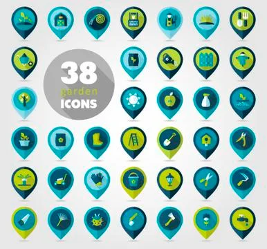 Garden Farm flat vector pin map icon Stock Illustration