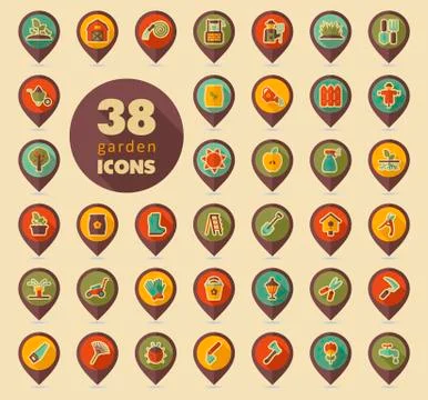 Garden Farm flat vector pin map icon Stock Illustration