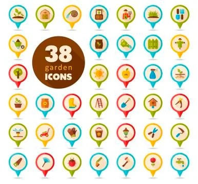 Garden Farm flat vector pin map icon Stock Illustration