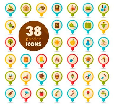 Garden Farm flat vector pin map icon Stock Illustration