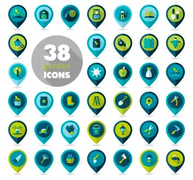 Garden Farm flat vector pin map icon Stock Illustration
