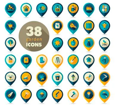Garden Farm flat vector pin map icon Stock Illustration