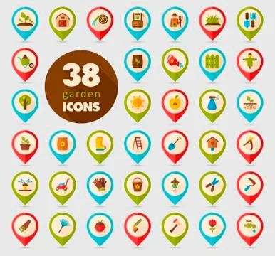Garden Farm flat vector pin map icon Stock Illustration