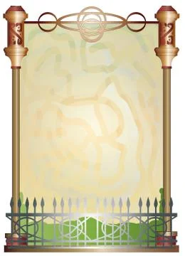 Garden fence text frame Stock Illustration