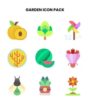 Garden Flat Icons Pack Stock Illustration