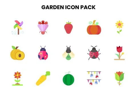 Garden Flat Scalable Icons Pack Stock Illustration