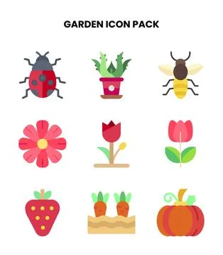 Garden Flat Scalable Icons Pack Stock Illustration