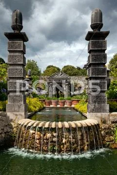 Garden flower pond ornamental Stock Photos