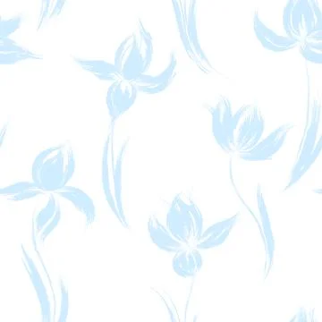 Garden flowers seamless pattern background vintage silhouette illustration iris Stock Illustration