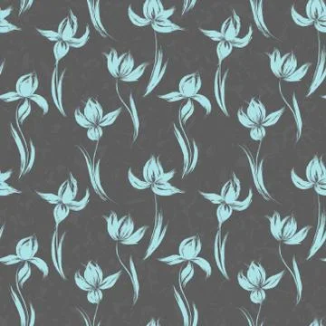 Garden flowers seamless pattern background vintage silhouette illustration iris Illustrazione stock