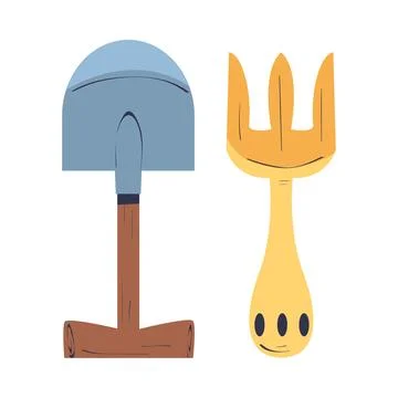 cartoon garden tools