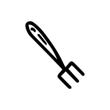 Garden fork cartoon, vector illustration, hand drawn, doodle. Stock Illustration