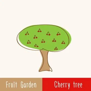 Garden fruit trees - single tree Stock Illustration