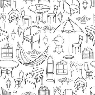 Garden furniture. Vector  pattern. Stockillustratie