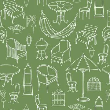 Garden furniture. Vector  pattern. Stock Illustration