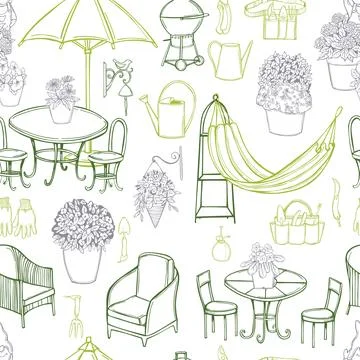 Garden furniture. Vector  pattern. Stockillustratie