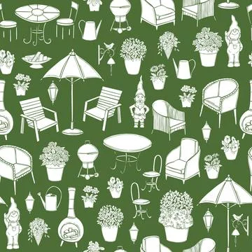 Garden furniture. Vector  pattern. Stockillustratie