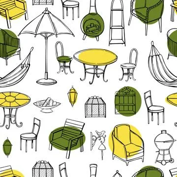Garden furniture. Vector  pattern. Stockillustratie