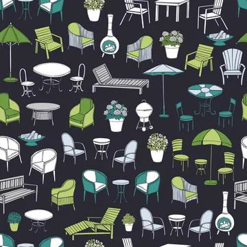 Garden furniture. Vector  pattern. Stock Illustration