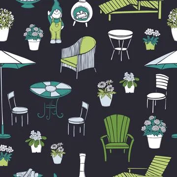 Garden furniture. Vector  pattern. Stock Illustration