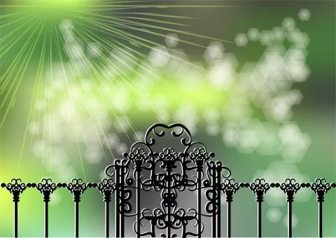 Garden gate and light Stock Illustration