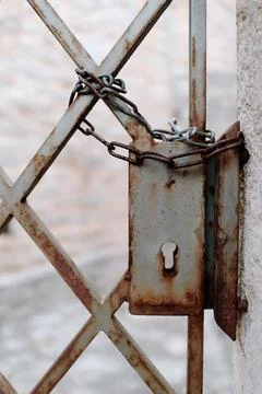 Garden gate with chain Stock Photos