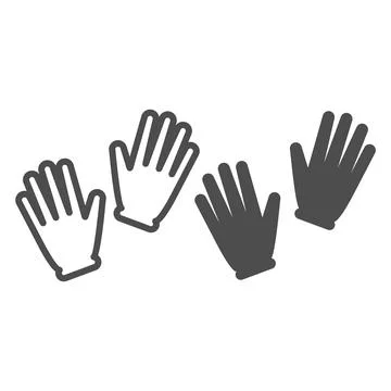 Garden gloves line and solid icon, gardening concept, pair of gardening gloves Ilustração Stock