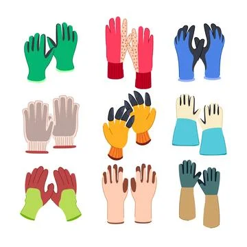Garden gloves set cartoon vector illustration Stock Illustration