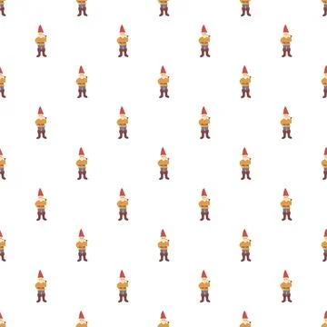 Garden gnome character seamless pattern background Stock Illustration