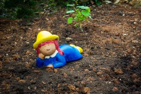 Garden gnome, dwarf on soil Stock Photos