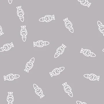 Garden gnome line seamless pattern Stock Illustration