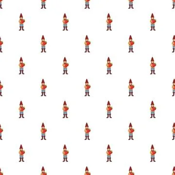Garden gnome pattern holding red spicy chili pepper Stock Illustration