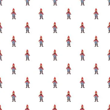 Garden gnome pattern with red hats and beards Stock Illustration