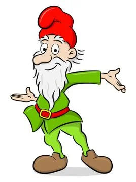 Garden gnome presenting something Stock Illustration