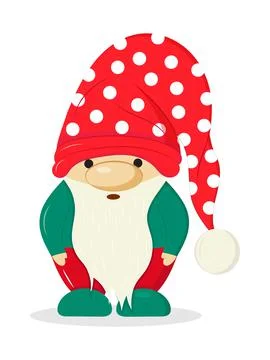 Garden gnome statue. Dwarf vector. Christmas, Santa's fairy helper illustrati Stock Illustration
