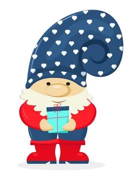Garden gnome statue. Dwarf vector. Christmas, Santa's fairy helper illustrati Illustrazione stock