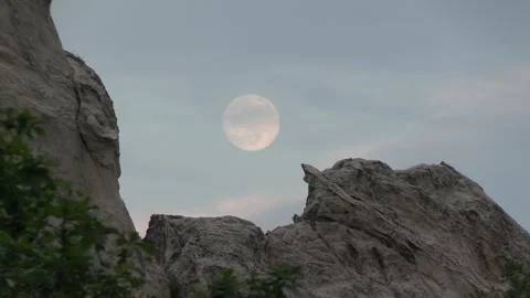 Garden of the Gods with Moon close Stock Footage 313415822