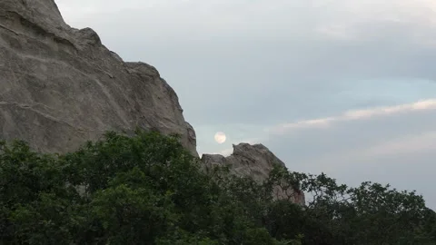 Garden of the Gods with Moon Stock Footage 313415820