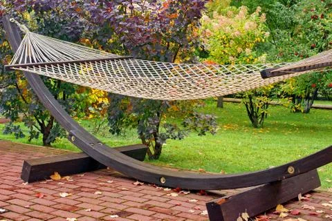 Garden hammock in the yard Stock Photos