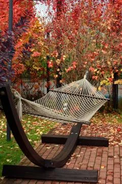 Garden hammock in the yard Stock Photos